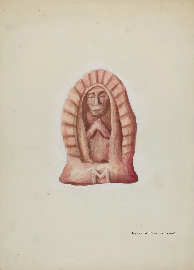 Small Statue Of Guadalupe Cut In Stone