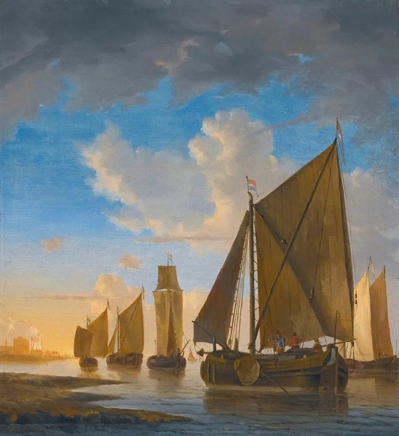 Smalschips In A Calm Near The Shore At Sunset Wall Art by Hendrick Jacobsz. Dubbels - High-Resolution Digital Print