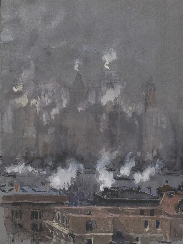 Smoke And Fog On Gray Day New York City