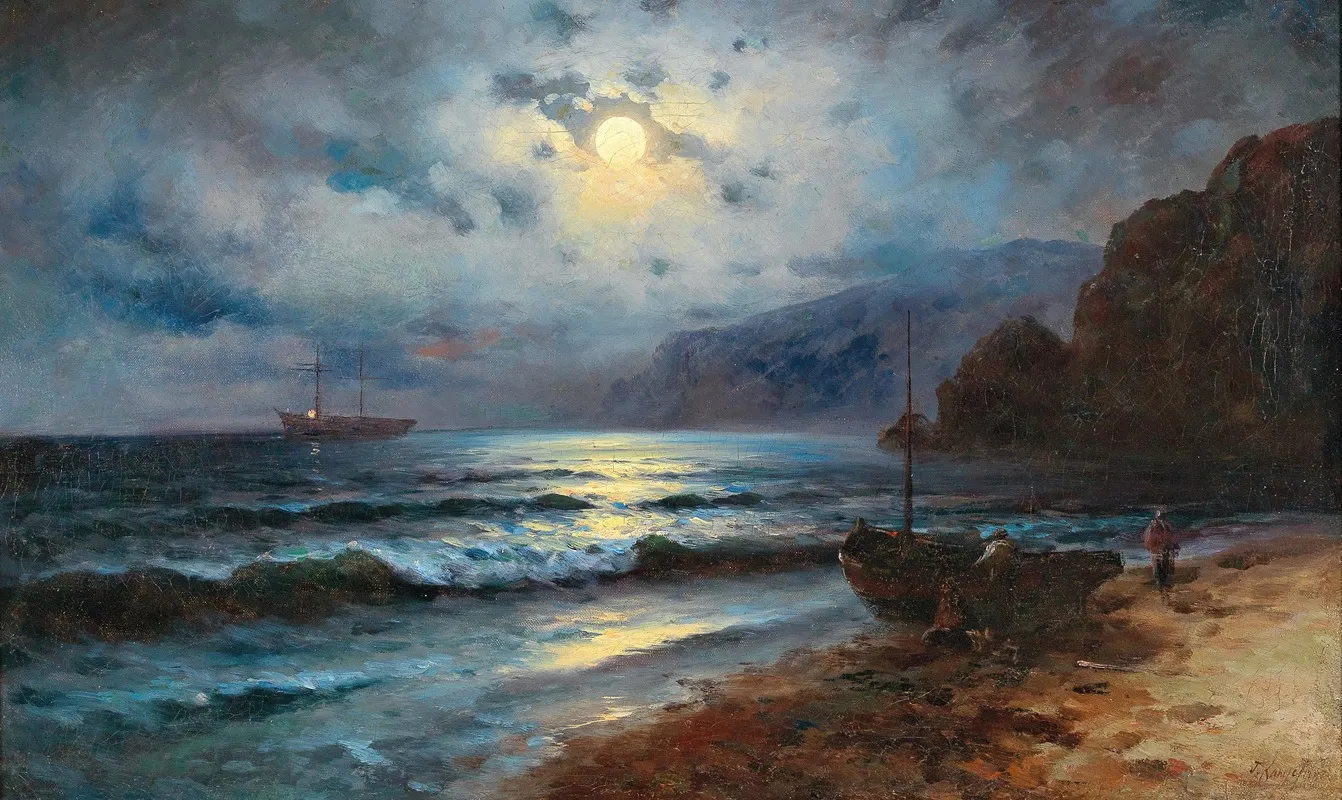 Smugglers On The Crimean Coast Wall Art by Grigori Ivanovitch Kapustin - High-Resolution Digital Print