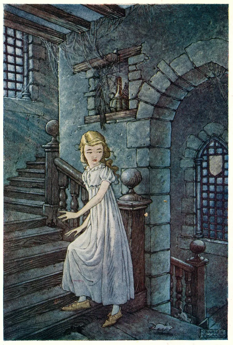 So Up She Went Stair After Stair Wall Art by Charles Folkard - High-Resolution Digital Print