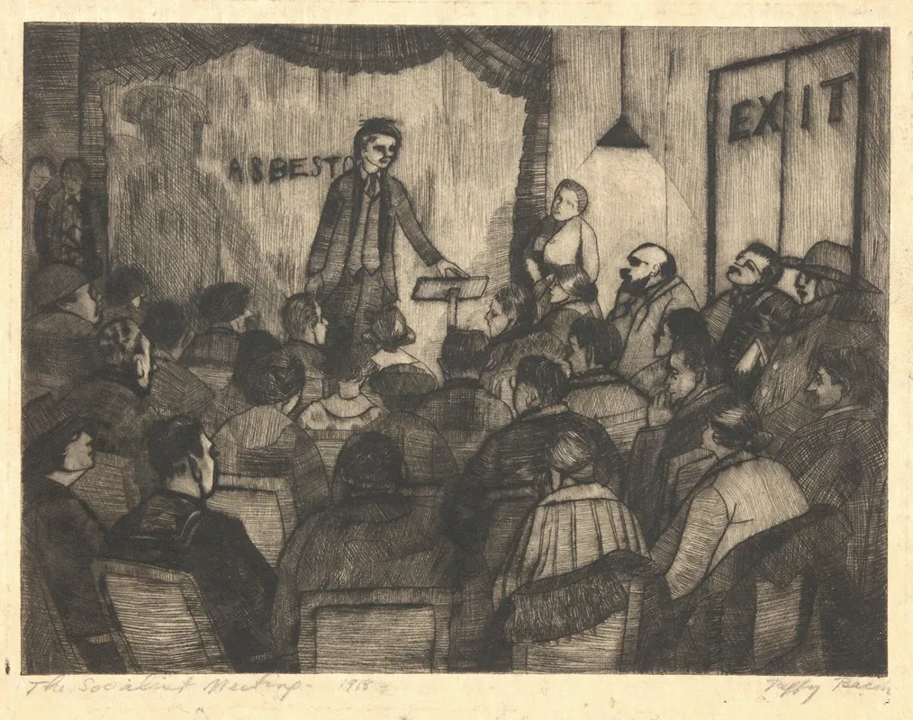 Socialist Meeting Wall Art by Peggy Bacon - High-Resolution Digital Print