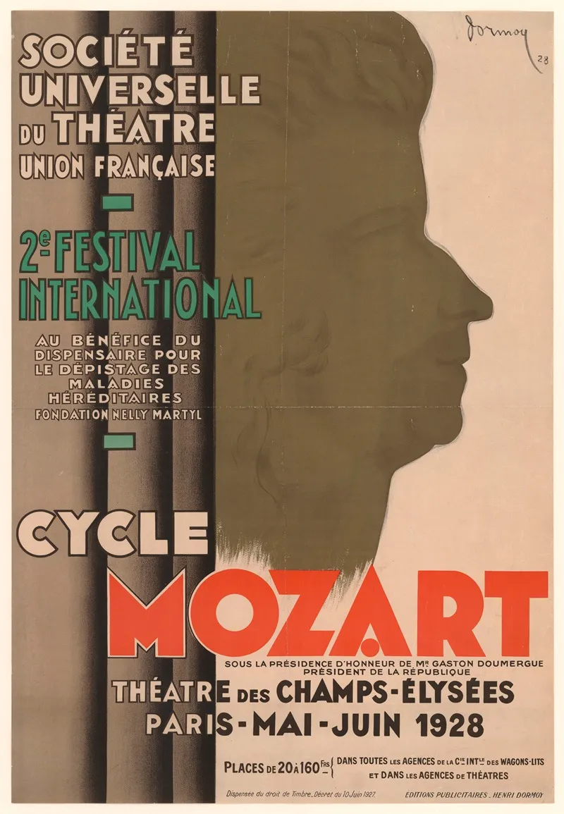 Societe Universelle Du Theatre Union Francaise 2 Festival International Cycle Mozart Wall Art by H. Dormoy - High-Resolution Digital Print
