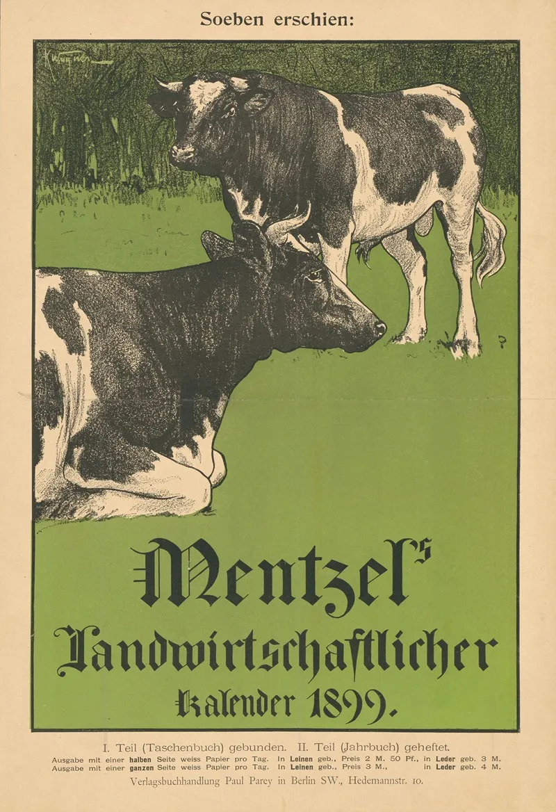 Soeben Erschien Mentzels Landwirtschaftlicher Kalender 1899 Wall Art by Karl Wagner - High-Resolution Digital Print