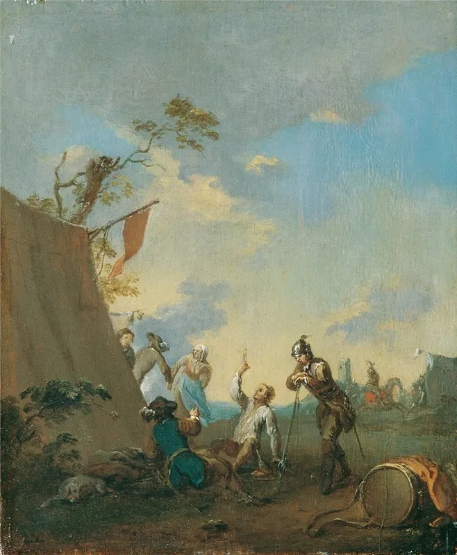 Soldaten Im Zeltlager Wall Art by Norbert Joseph Carl Grund - High-Resolution Digital Print