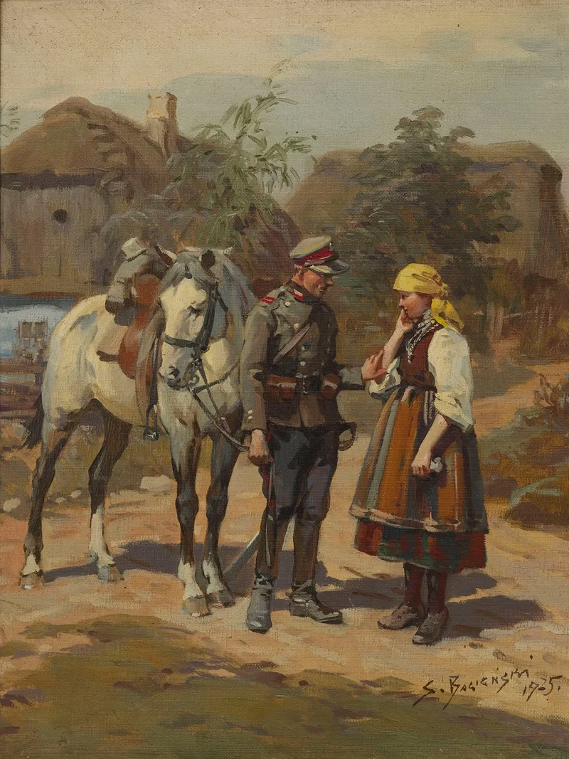 Soldier And A Country Girl Wall Art by Stanisław Bagieński - High-Resolution Digital Print