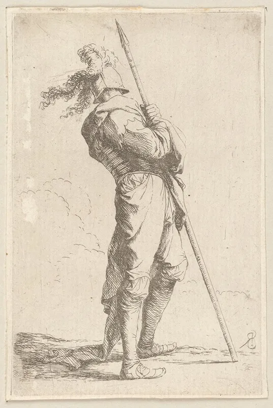 Soldier Holding His Lance With Both Hands Wall Art by Salvator Rosa - Canvas Print