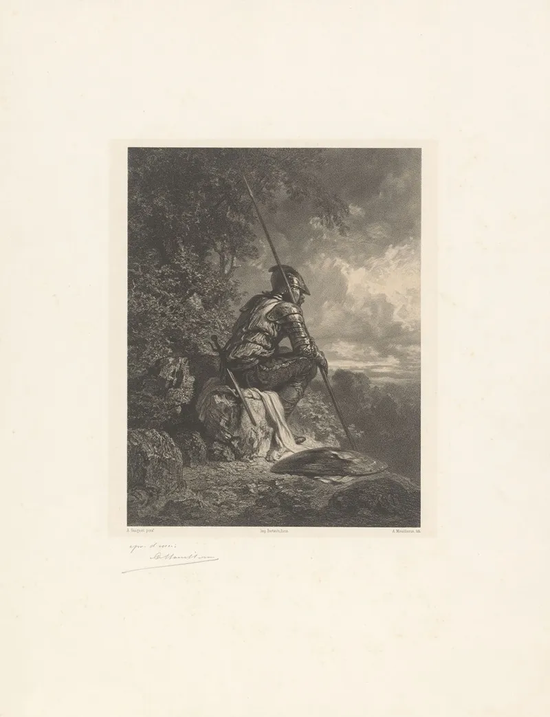 Soldier In Armor Looks Out Over Valley