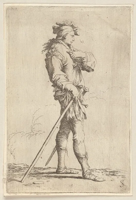 Soldier In Profile With Sword And Cane Facing Right Wall Art by Salvator Rosa - High-Resolution Digital Print