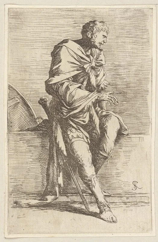 Soldier Seated Wall Art by Salvator Rosa - High-Resolution Digital Print