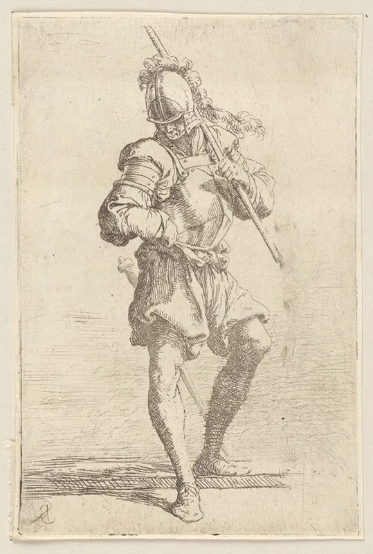 Soldier Standing Looking At The Ground Wall Art by Salvator Rosa - High-Resolution Digital Print