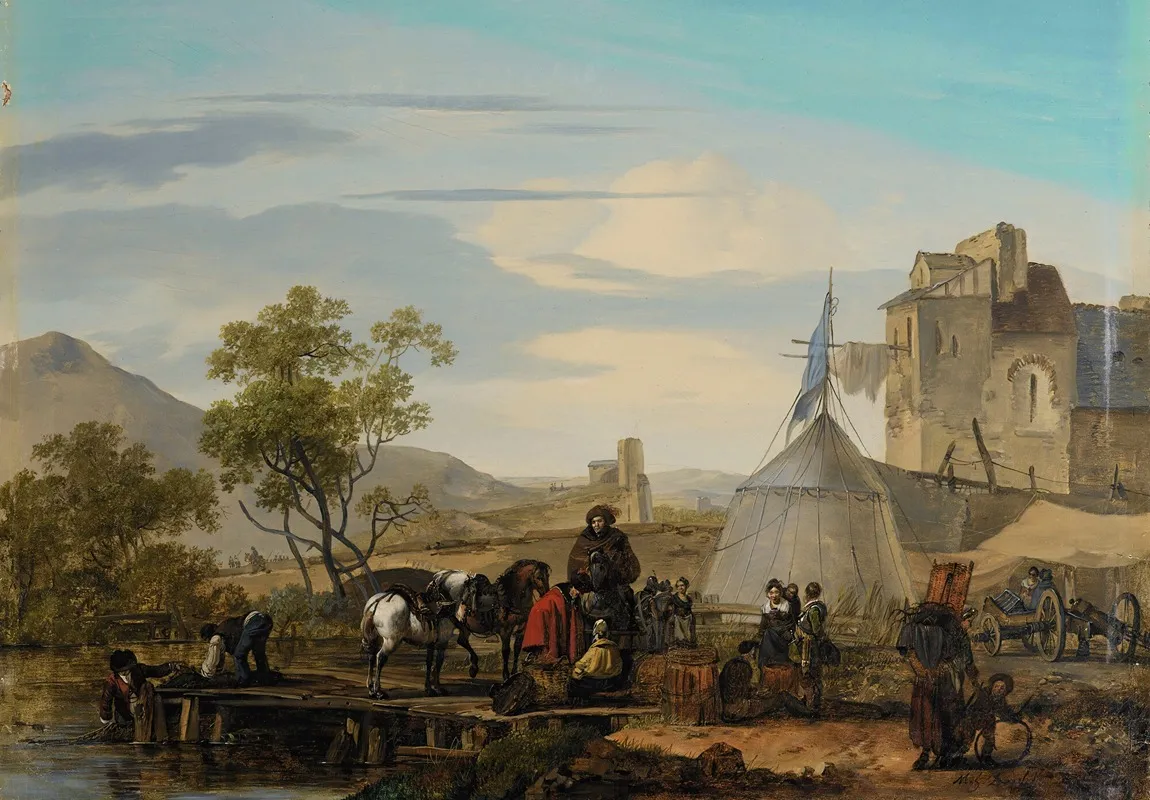 Soldiers Camp Wall Art by Marc-Antoine-Michel-Hamon Duplessis - High-Resolution Digital Print