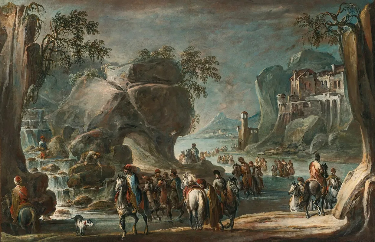 Soldiers Crossing A River Wall Art by Francesco Simonini - High-Resolution Digital Print