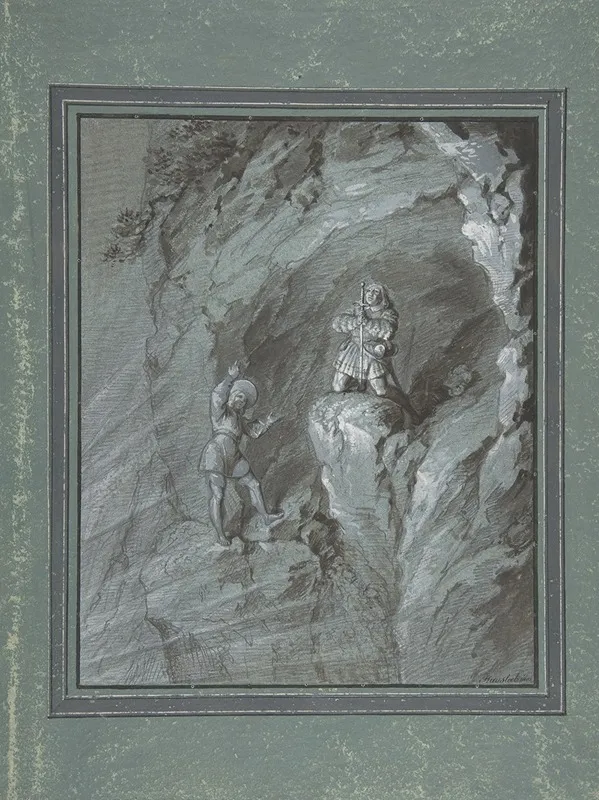 Soldiers In A Cave Receiving Blessings From Heaven 2 Wall Art by Franz von Hauslab the Younger - High-Resolution Digital Print
