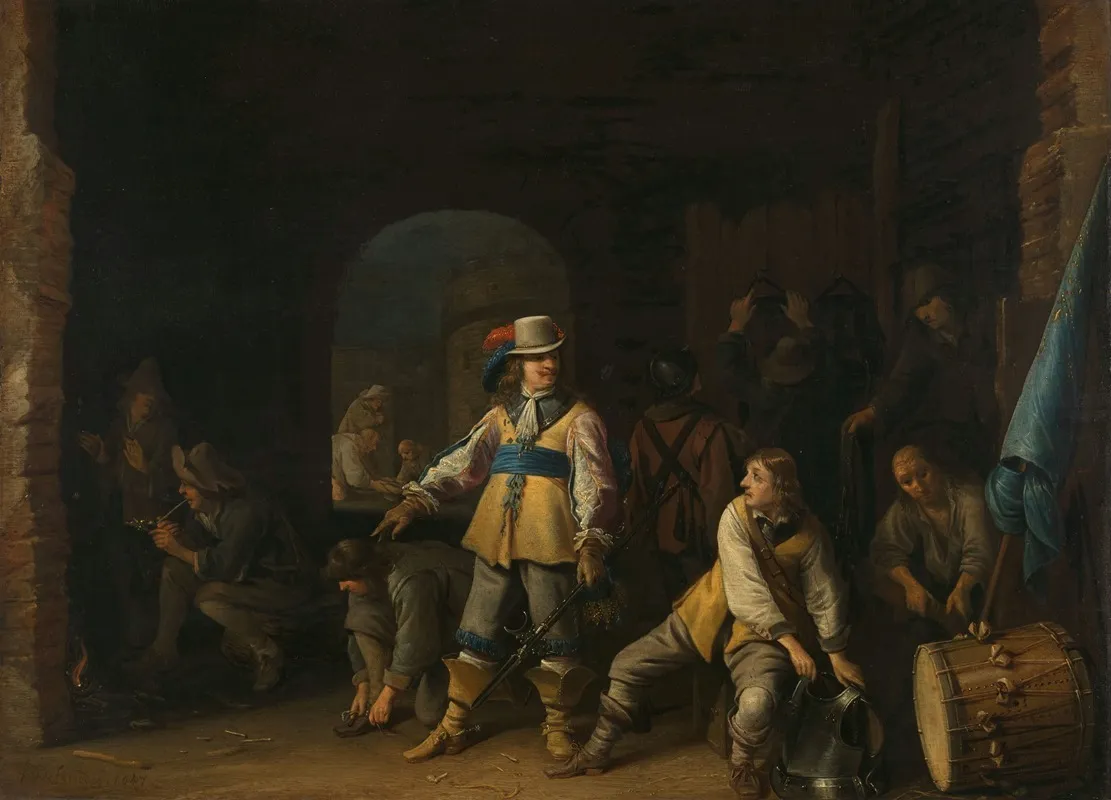 Soldiers In A Guardroom Wall Art by Anthonie Palamedesz. - High-Resolution Digital Print