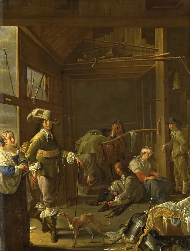 Soldiers In A Stable Wall Art by Jacob Duck - High-Resolution Digital Print