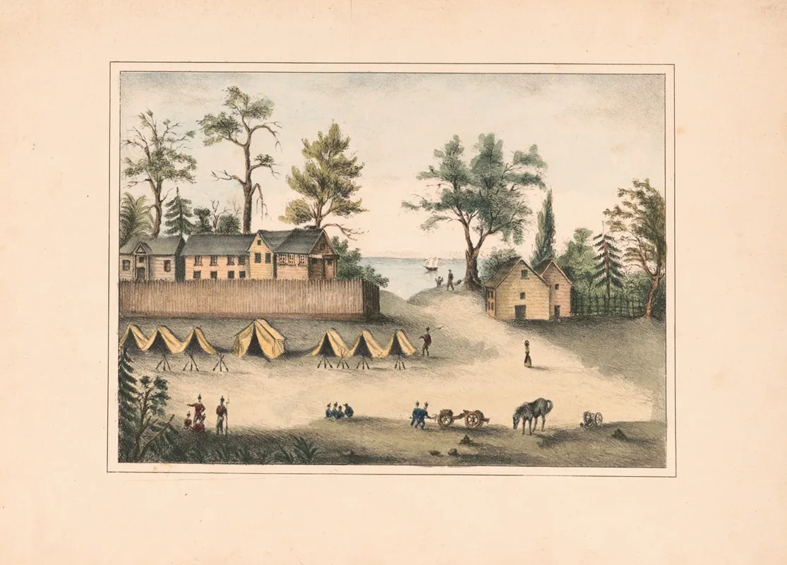 Soldiers In Camp Outside The Fortified Houses Picolata Florida Wall Art by T.F. Gray & James - High-Resolution Digital Print