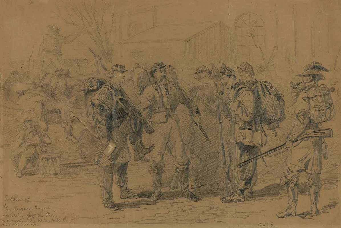 Soldiers Of Gen Augurs Brigade Waiting For The Cars To Take Them To Uptons Hill Va Their Old Camp