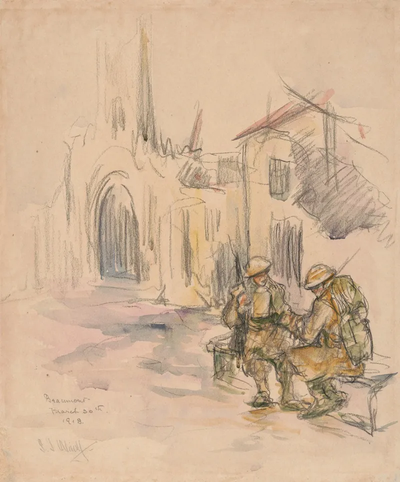 Soldiers Outside A Church