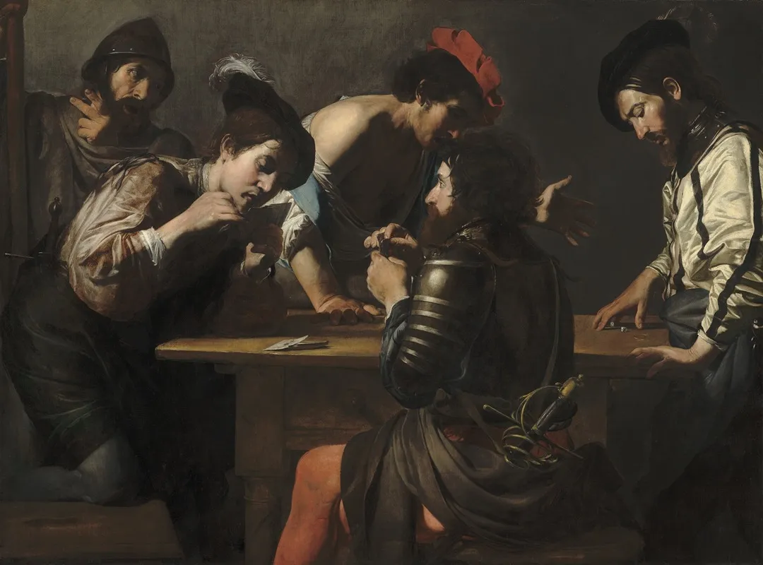 Soldiers Playing Cards And Dice The Cheats Wall Art by Valentin de Boulogne - High-Resolution Digital Print