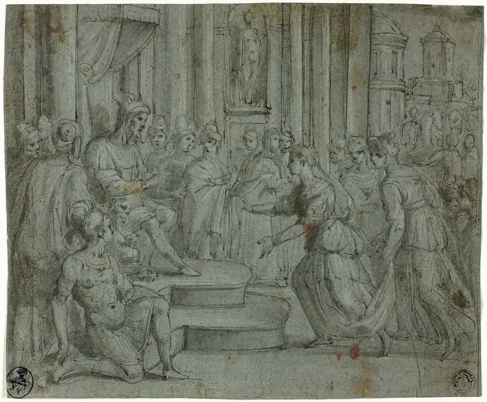 Solomon Receiving The Queen Of Sheba 2 Wall Art by Cesare Rossetti - High-Resolution Digital Print
