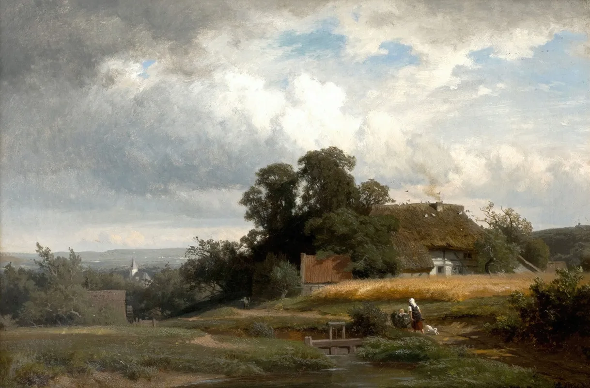 Sommerlandschaft Mit Bauernhaus Und Muhle Wall Art by Paul Weber - High-Resolution Digital Print