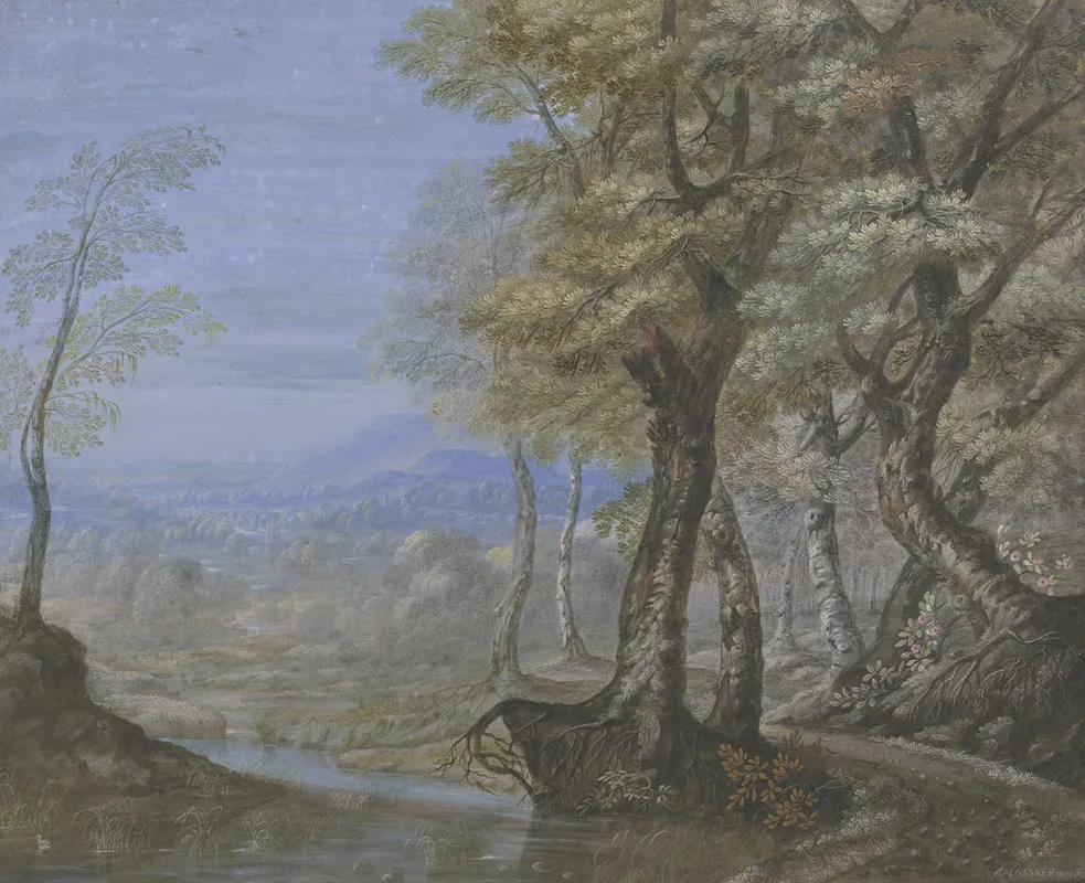 Sommerlandschaft Mit Durchblick Durch Einen Buchenwald Wall Art by Johann Nikolaus Gassner - High-Resolution Digital Print