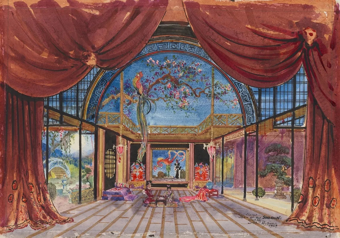 Son Of The Shogun Sketch No 1 Palace Osaka Wall Art by Joseph A. Physioc - High-Resolution Digital Print