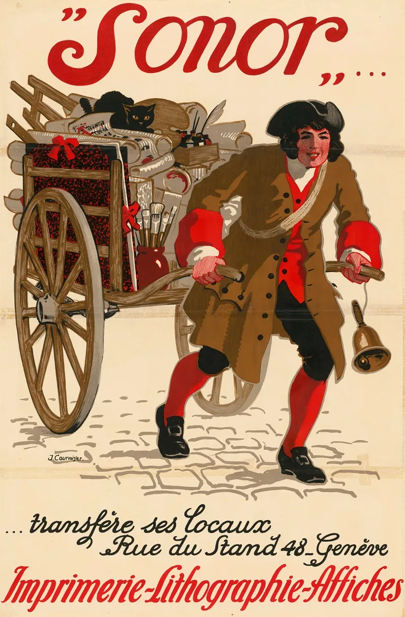 Sonor Transfere Ses Locaux Rue Du Stand 48 Geneve Imprimerie Lithographie Affiches Wall Art by Jules-Ami Courvoisier - High-Resolution Digital Print