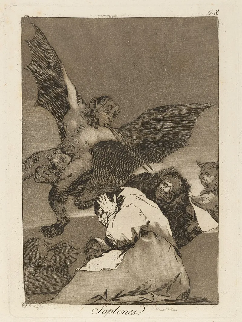 Soplones Tale Bearers Blasts Of Wind Wall Art by Francisco de Goya - High-Resolution Digital Print