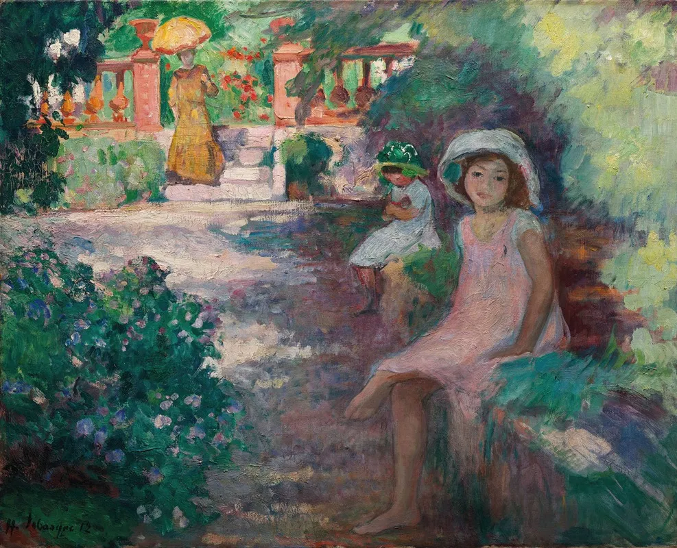 Sous Les Mimosas Les Filles De Lartiste Wall Art by Henri Lebasque - Canvas Print