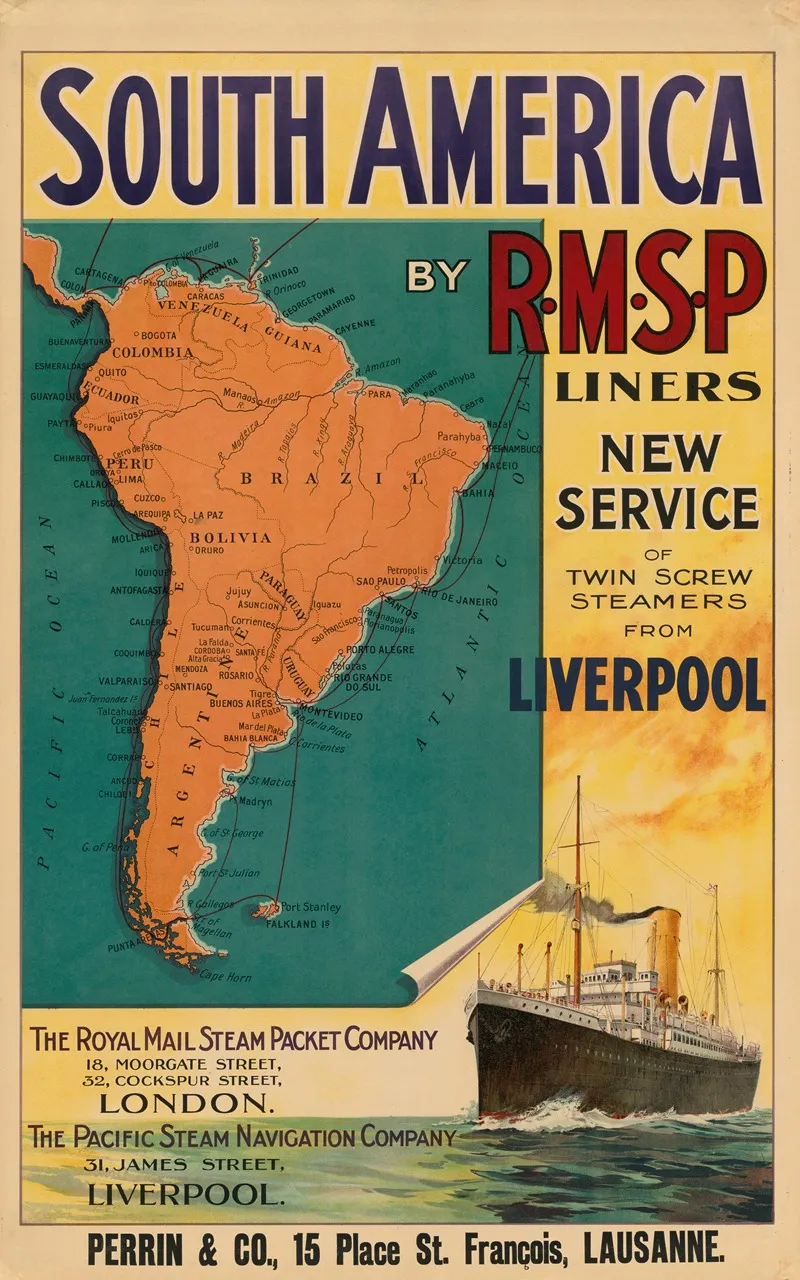 South America By R M S P Liners Wall Art by Anonymous - High-Resolution Digital Print