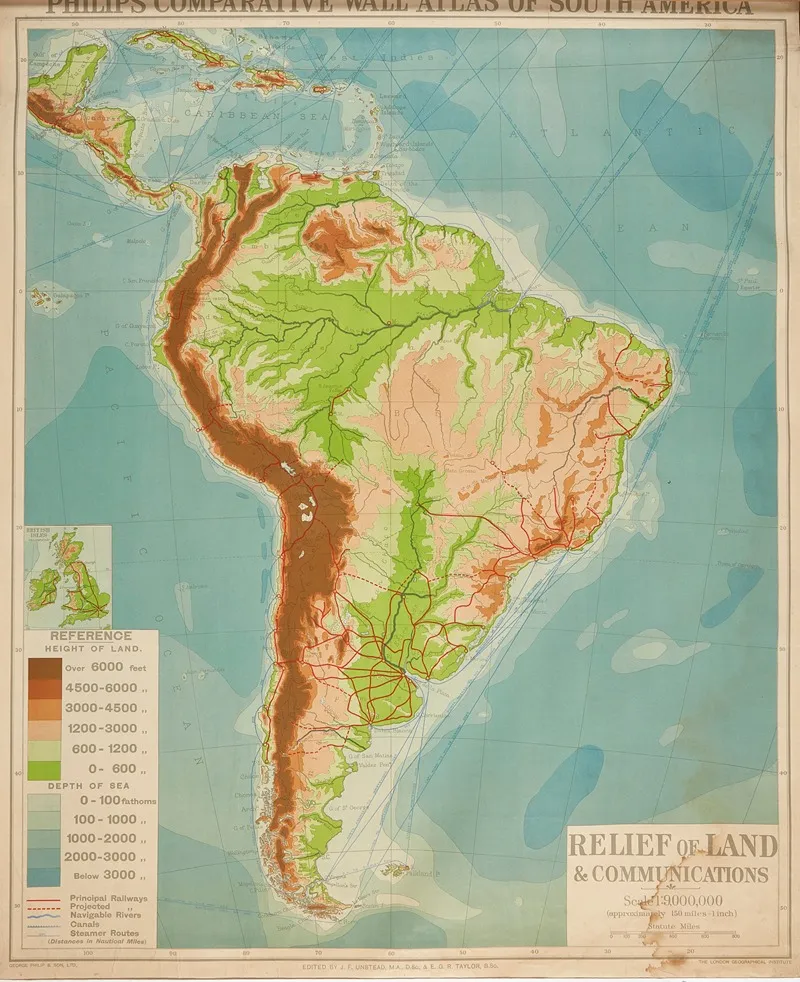 South America Relief Of Land Communications