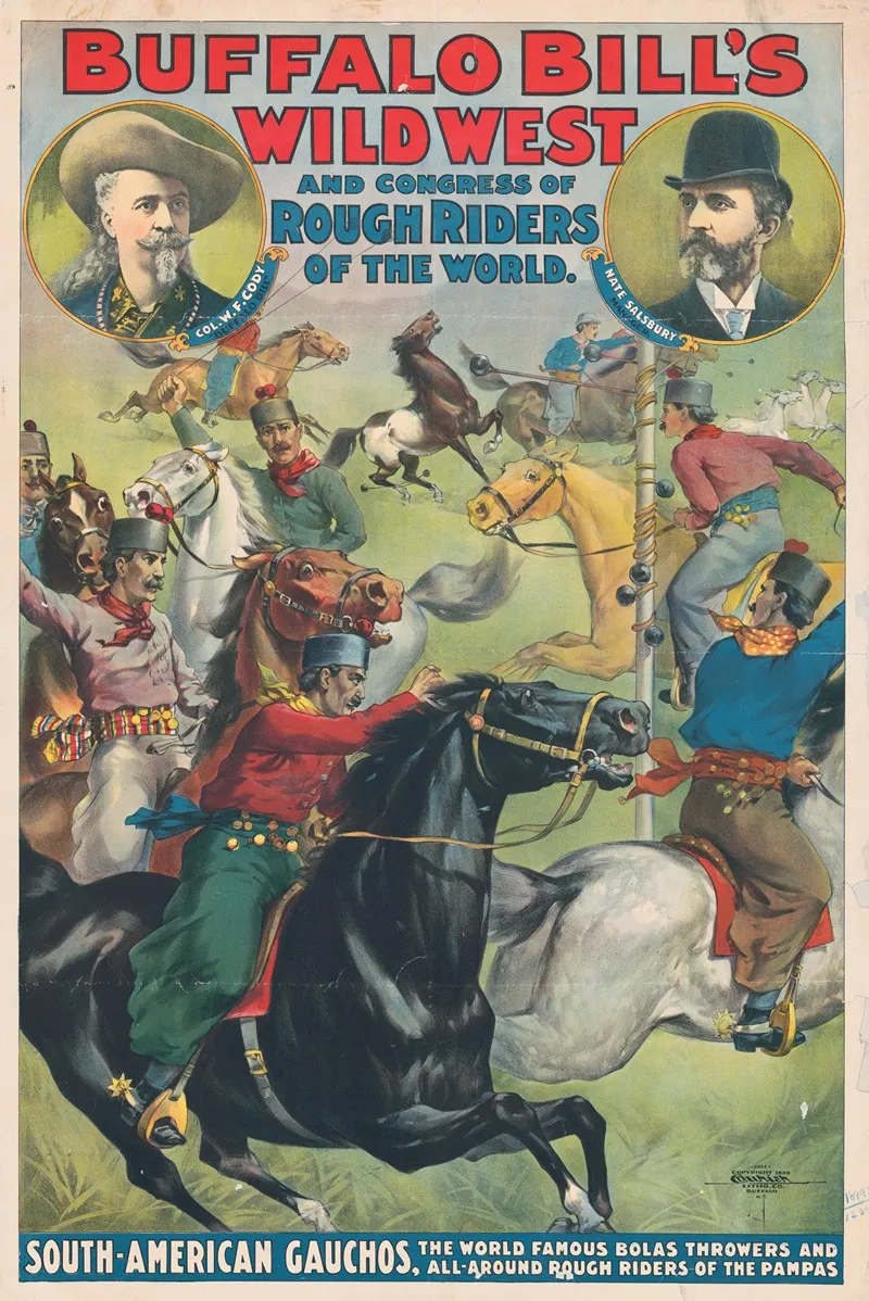 South American Gauchos The World Famous Bolas Throwers Wall Art by Courier Litho. Co. - High-Resolution Digital Print