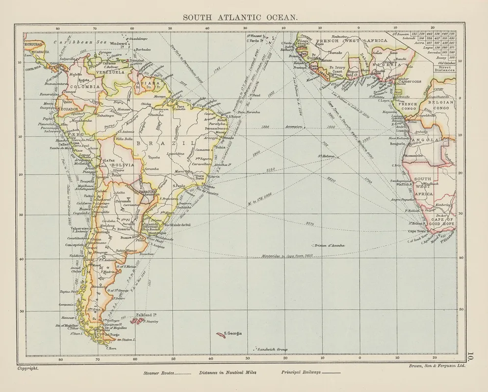 South Atlantic Ocean Wall Art by Brown, Son &amp; Ferguson Ltd - High-Resolution Digital Print