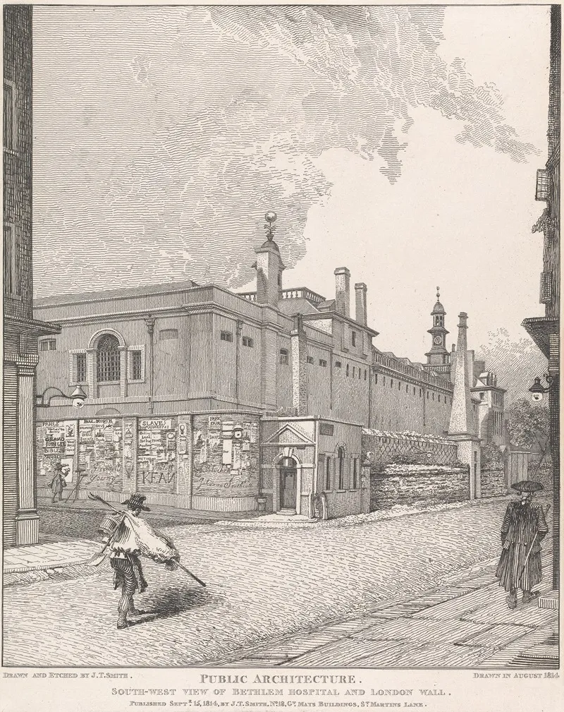 South West View Of Bethlem Hospital And London Wall