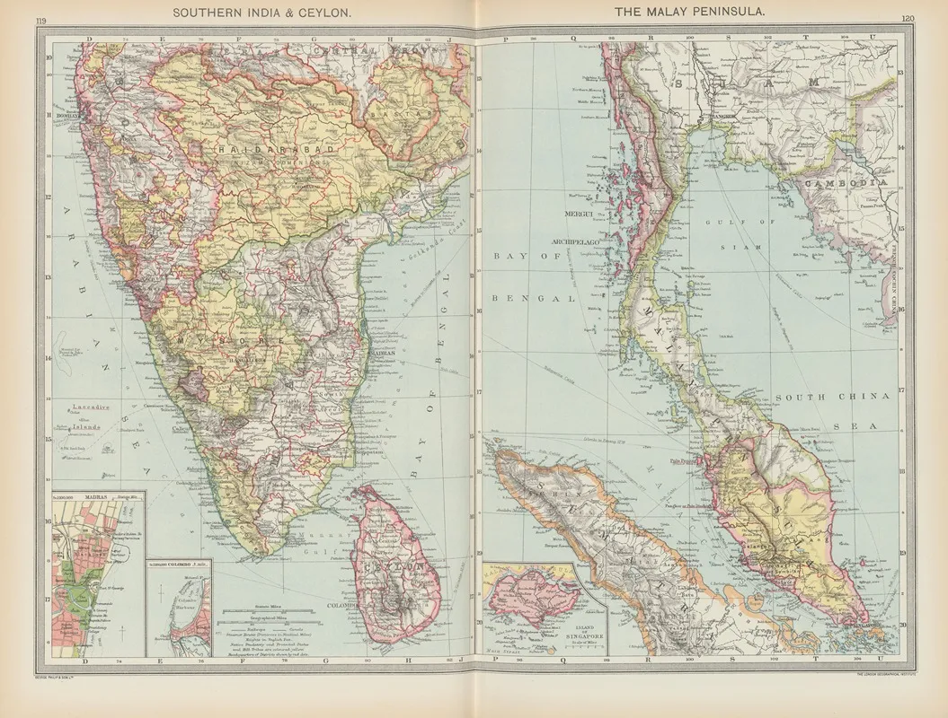 Southern India And Ceylon The Malay Peninsula