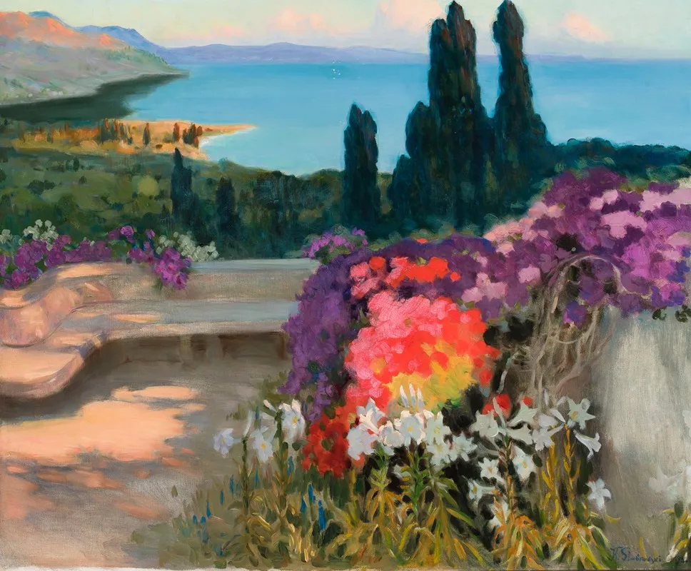 Southern Landscape Taormina Wall Art by Kazimierz Stabrowski - High-Resolution Digital Print