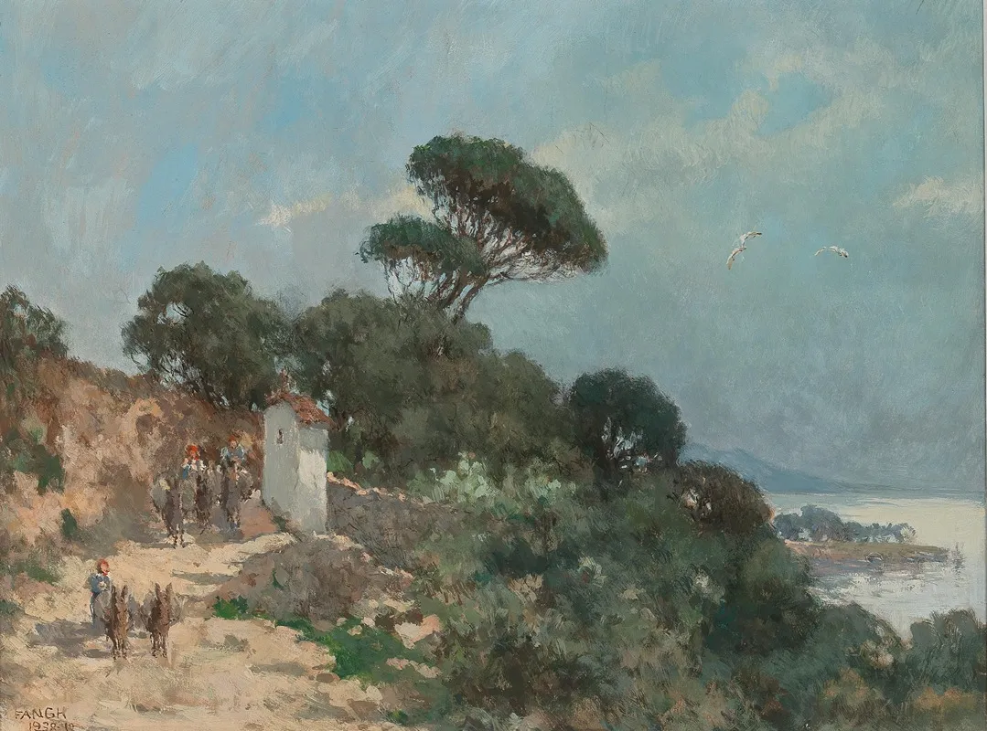 Southern Landscape With Donkeys Wall Art by Desiderius Fangh - High-Resolution Digital Print