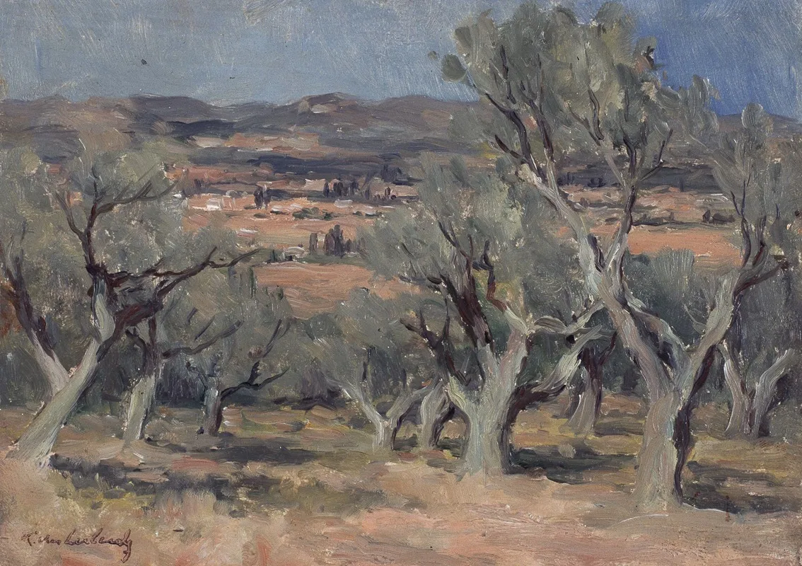 Southern Landscape With Olive Trees Wall Art by Karel Van Lerberghe - High-Resolution Digital Print