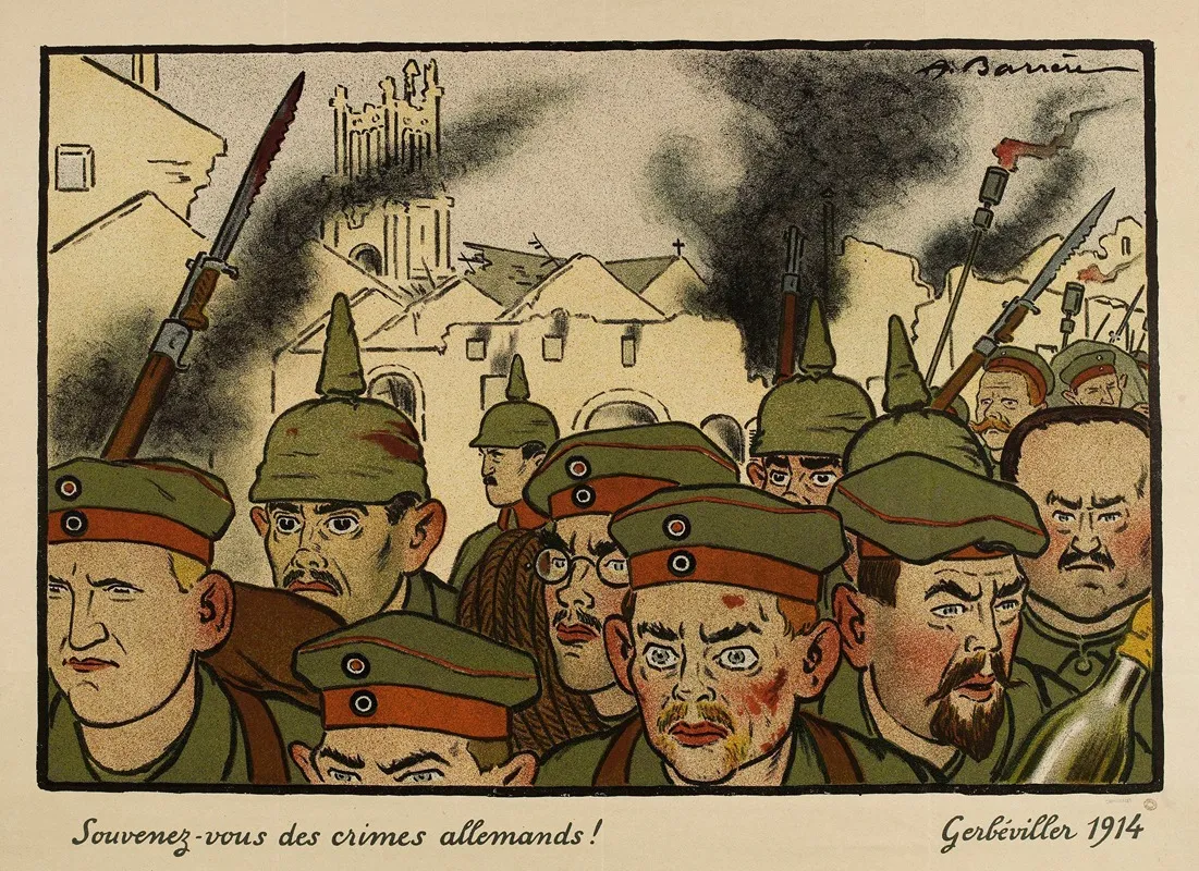 Souvenez Vous Des Crimes Allemands Gerbeviller 1914 Wall Art by Adrien Barrère - High-Resolution Digital Print