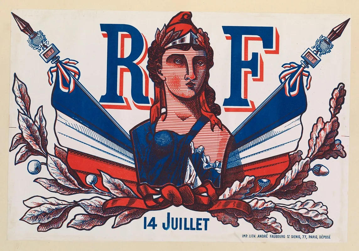 Souvenir De La Fete Nationale Distribution Des Drapeaux 14 Juillet 1880 Wall Art by Imp. Andre Faubourg - High-Resolution Digital Print