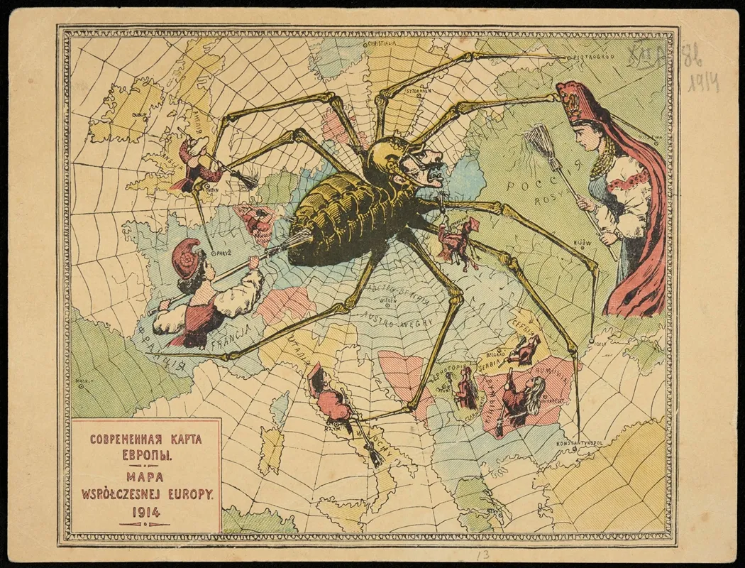 Sovremennaa Karta Evropy Mapa Wspolczesnej Europy 1914 Wall Art by A. Musiałowski - High-Resolution Digital Print
