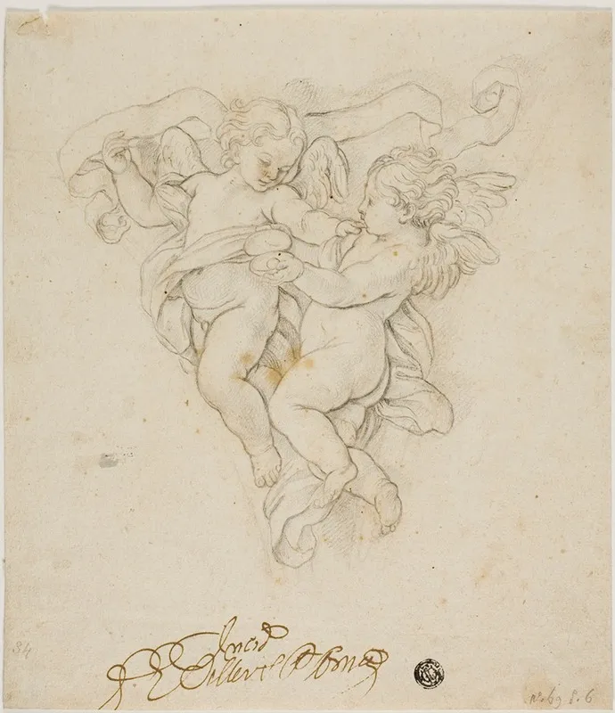 Spandrel Decoration With Two Putti Wall Art by After Carlo Maratti - High-Resolution Digital Print