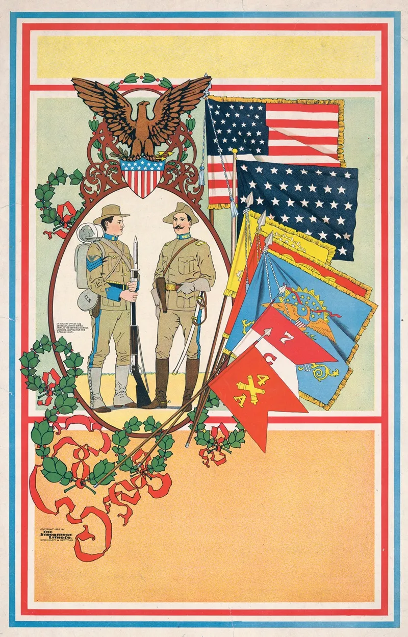 Spanish American Soldiers And Flags