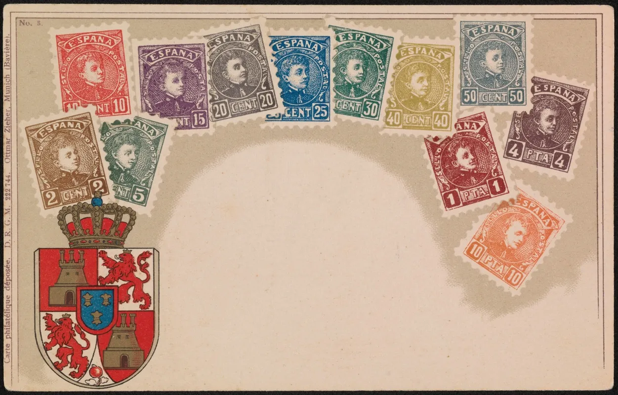 Spanish Postage Stamps Wall Art by Ottmar Zieher - High-Resolution Digital Print