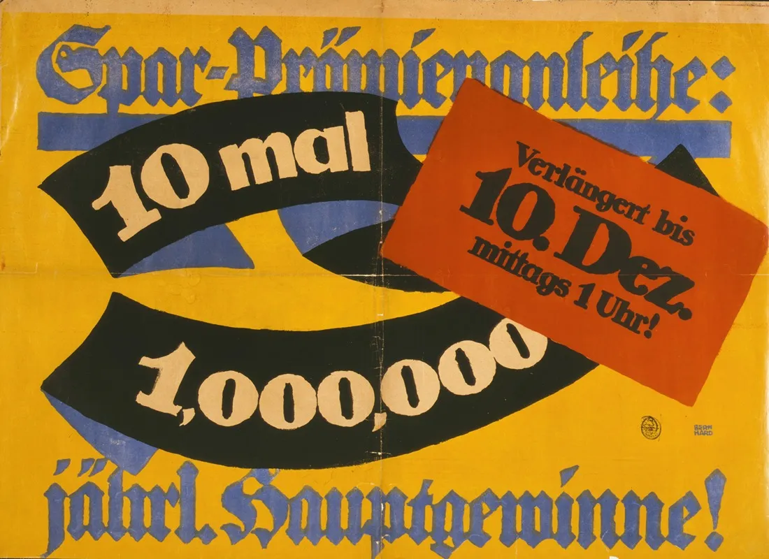Spar Pramienanleihe 10 Mal 1000000 Jahrl Hauptgewinne Wall Art by Lucian Bernhard - High-Resolution Digital Print