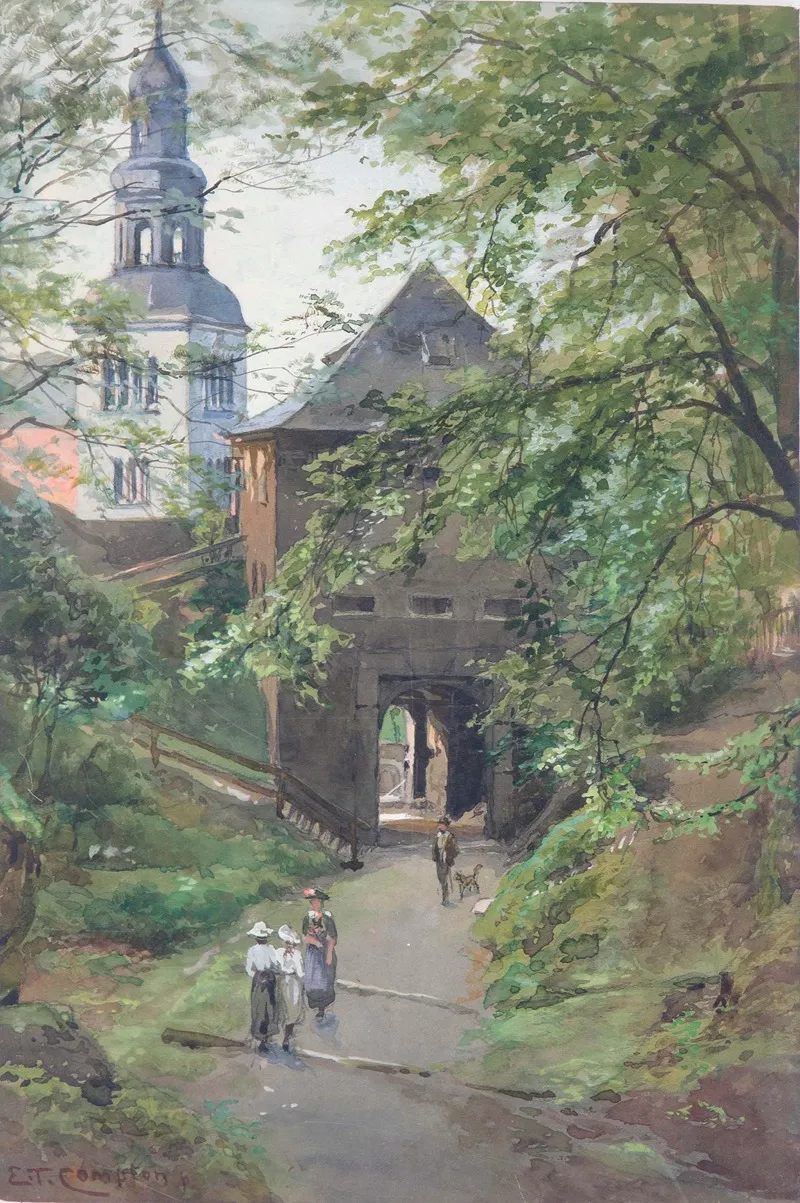 Spazierganger Am Monchsberg Mit Blick Auf Die Mullner Kirche
