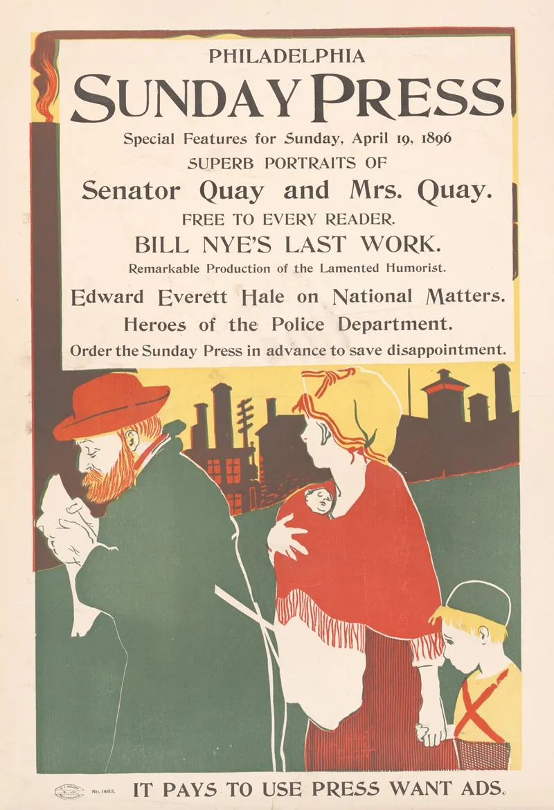 Special Features For Sunday April 19 1896 Wall Art by George Reiter Brill - High-Resolution Digital Print