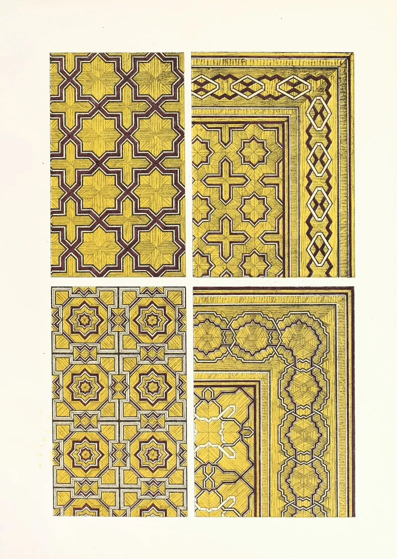 Specimens Of Modern French Ornamental Wood Flooring Parquetage En Marqueterie Wall Art by John Charles Robinson - High-Resolution Digital Print